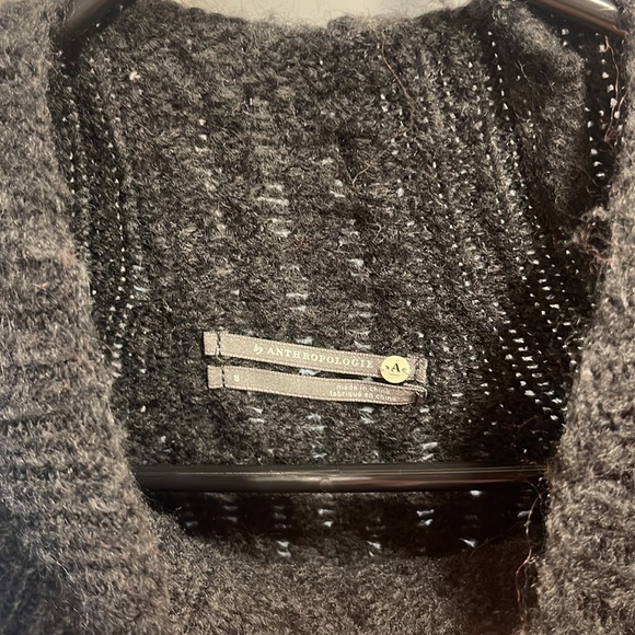 Anthropologie Bia Chunky Alpaca Blend Mock Neck Dark Gray Sweater, Size Small - Picture 7 of 7